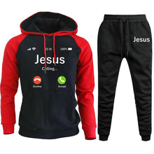 Load image into Gallery viewer, mens sets print jesus hoodies Calling Accept Or Decline casual pullovers streetwear sweatpant hooded sweatshirt hoodie pants men