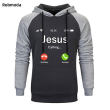 Load image into Gallery viewer, mens sets print jesus hoodies Calling Accept Or Decline casual pullovers streetwear sweatpant hooded sweatshirt hoodie pants men