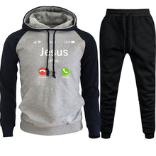Load image into Gallery viewer, mens sets print jesus hoodies Calling Accept Or Decline casual pullovers streetwear sweatpant hooded sweatshirt hoodie pants men