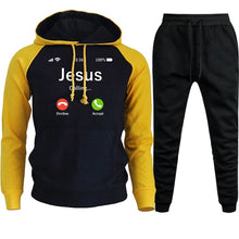 Load image into Gallery viewer, mens sets print jesus hoodies Calling Accept Or Decline casual pullovers streetwear sweatpant hooded sweatshirt hoodie pants men