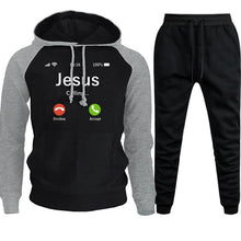 Load image into Gallery viewer, mens sets print jesus hoodies Calling Accept Or Decline casual pullovers streetwear sweatpant hooded sweatshirt hoodie pants men