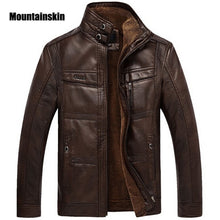Load image into Gallery viewer, Mountainskin Leather Jacket Men Coats 5XL Brand High Quality PU Outerwear Men Business Winter Faux Fur Male Jacket Fleece EDA113