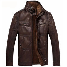 Load image into Gallery viewer, Mountainskin Leather Jacket Men Coats 5XL Brand High Quality PU Outerwear Men Business Winter Faux Fur Male Jacket Fleece EDA113
