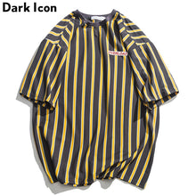 Load image into Gallery viewer, Dark Icon Vertical Stripe Oversized Men's Tshirts Short Sleeve 2019 Summer New Korean Style Loose T-shirt Men Male Tee Cotton